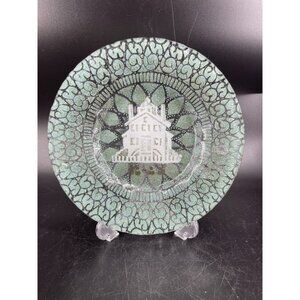 SYDENSTRICKER FUSED ART GLASS HOUSE HOME 38-88 PLATE DISH GREEN
